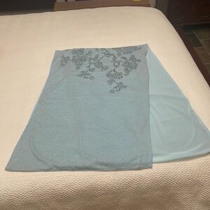 Magaschoni Cashmere Light Blue Beaded Wrap/Shawl/Scarf—GORGEOUS—Soft!! Like New